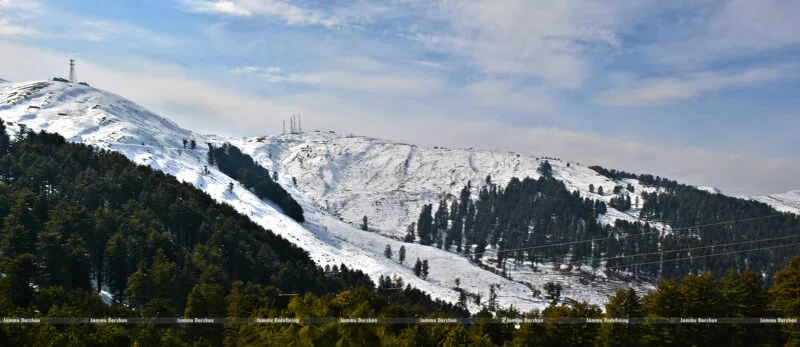 Snow-covered Nathatop hill station, Udhampur district